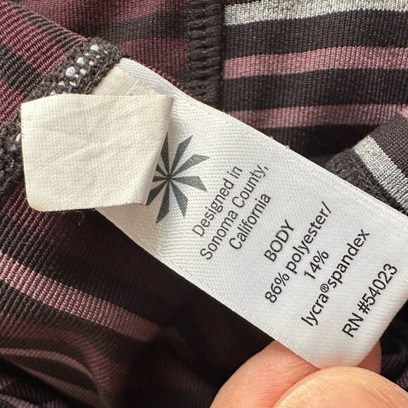 NEW Athleta High Rise Expanse Stripe Chaturanga Tights Leggings Purple Travel XS - Picture 5 of 6